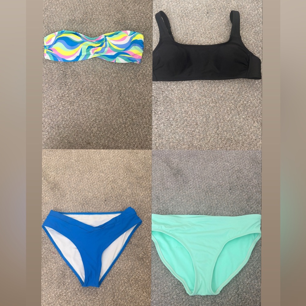 Colorful and Black Women's Swimwear Set Size- Medium